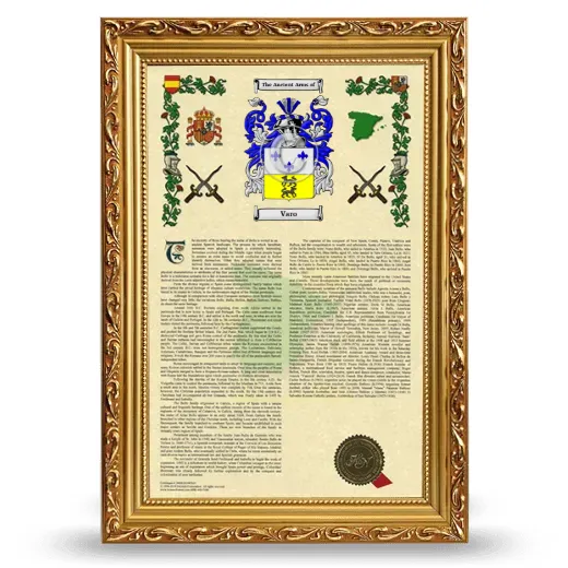 Varo Armorial History Framed - Gold