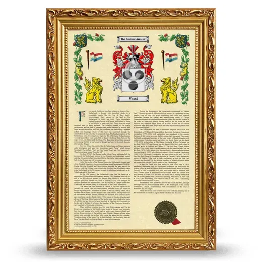 Vassi Armorial History Framed - Gold