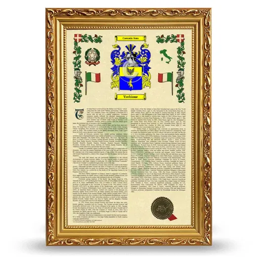 Vechione Armorial History Framed - Gold