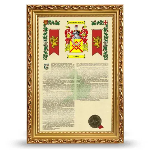 Veden Armorial History Framed - Gold