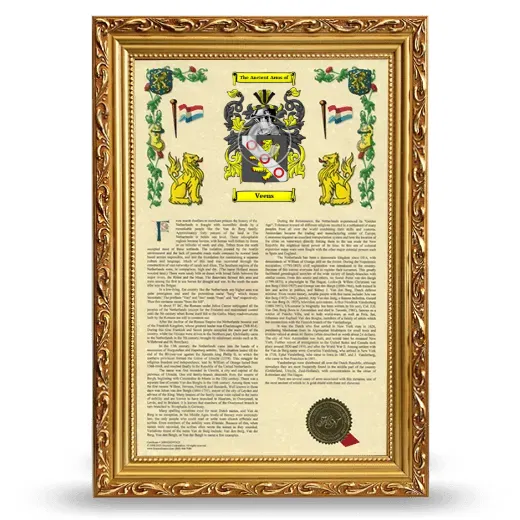 Veens Armorial History Framed - Gold