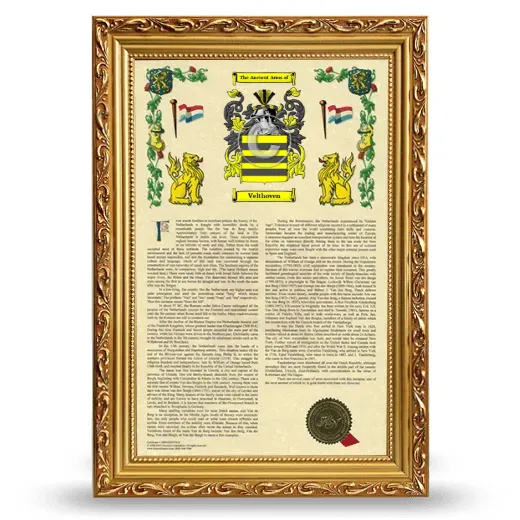 Velthoven Armorial History Framed - Gold
