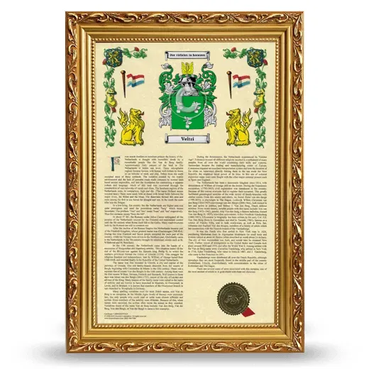 Veltri Armorial History Framed - Gold