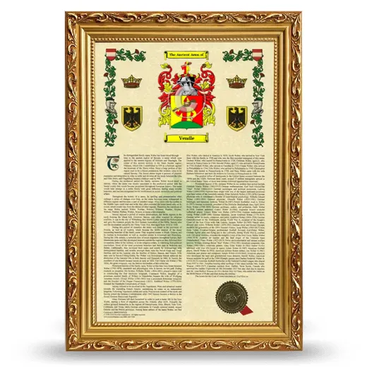 Vendle Armorial History Framed - Gold