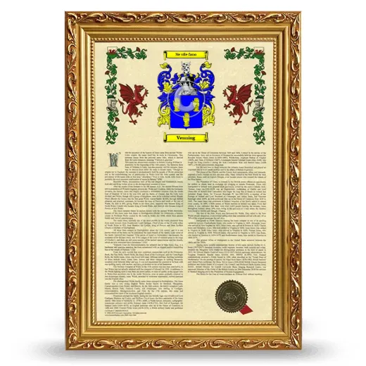 Venning Armorial History Framed - Gold