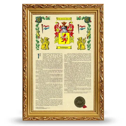 Verhaegen Armorial History Framed - Gold