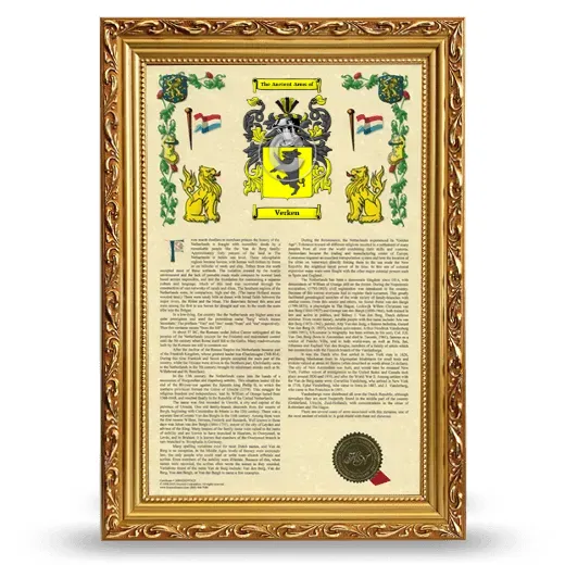 Verken Armorial History Framed - Gold