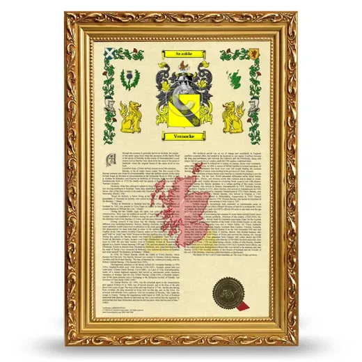 Vernocke Armorial History Framed - Gold