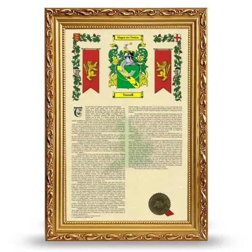 Verrell Armorial History Framed - Gold