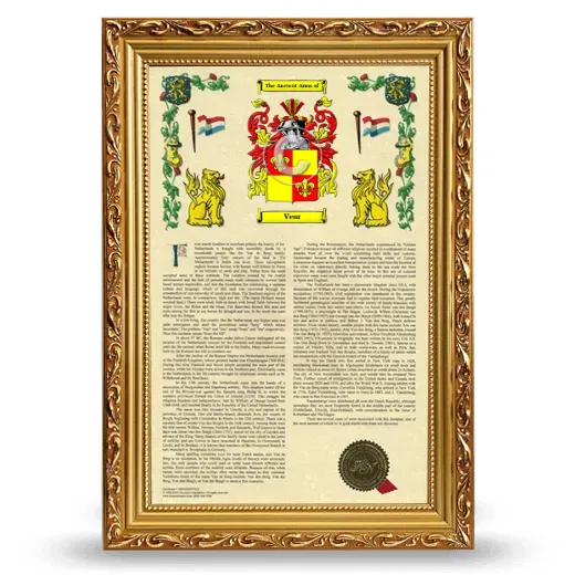 Veur Armorial History Framed - Gold