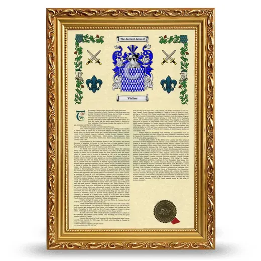 Vicher Armorial History Framed - Gold