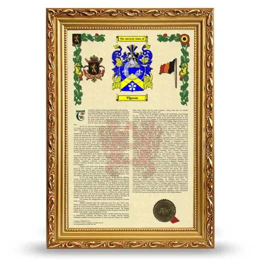 Vignon Armorial History Framed - Gold