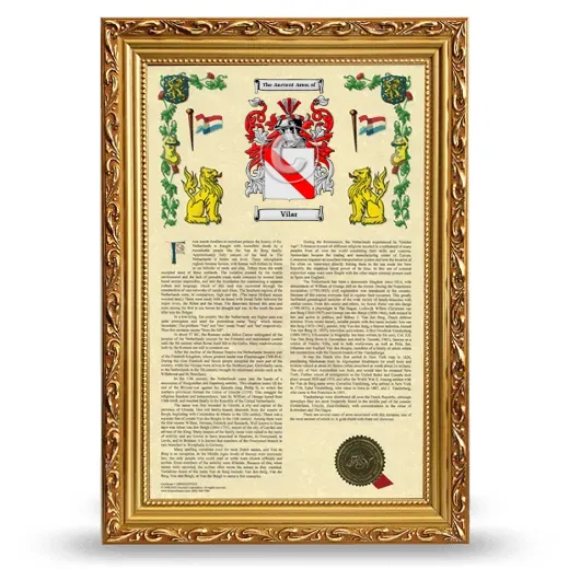 Vilar Armorial History Framed - Gold