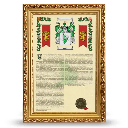 Vinay Armorial History Framed - Gold
