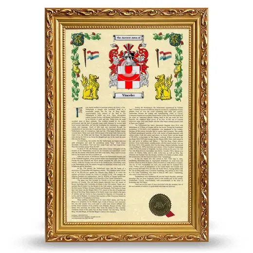 Vinceler Armorial History Framed - Gold