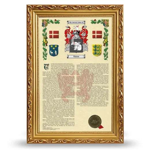 Vinter Armorial History Framed - Gold