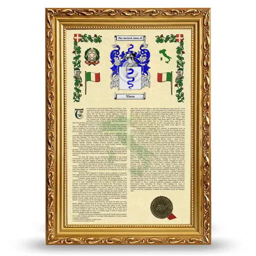 Visco Armorial History Framed - Gold