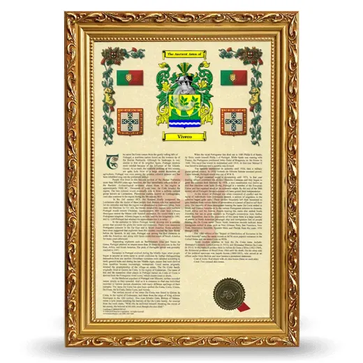 Vivero Armorial History Framed - Gold