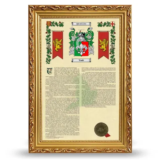Voak Armorial History Framed - Gold