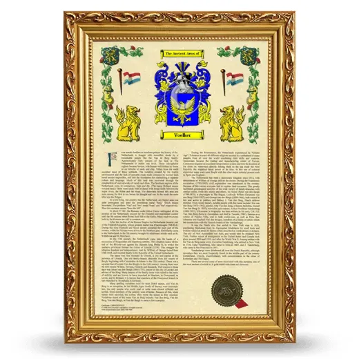 Voelker Armorial History Framed - Gold