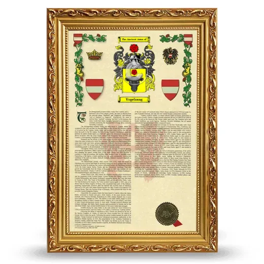 Vogelzang Armorial History Framed - Gold