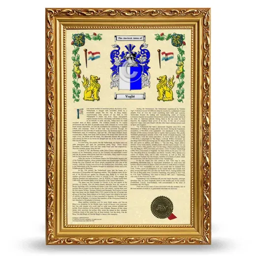 Voght Armorial History Framed - Gold