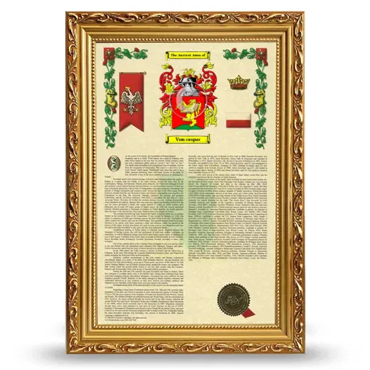 Von caspar Armorial History Framed - Gold