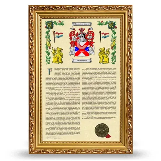 Voorhoeve Armorial History Framed - Gold