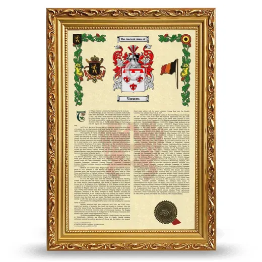 Vorsten Armorial History Framed - Gold