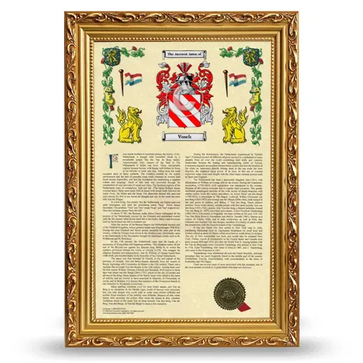 Vosch Armorial History Framed - Gold