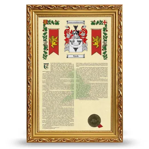 Vytch Armorial History Framed - Gold