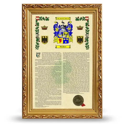 Wackers Armorial History Framed - Gold