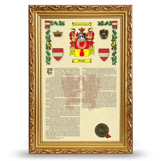 Wagler Armorial History Framed - Gold