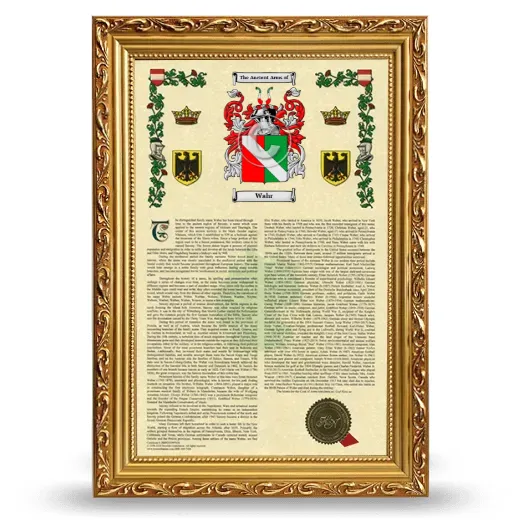 Wahr Armorial History Framed - Gold