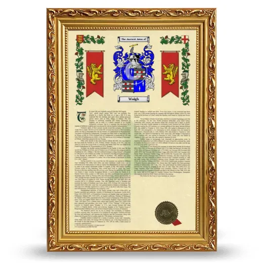 Waigh Armorial History Framed - Gold