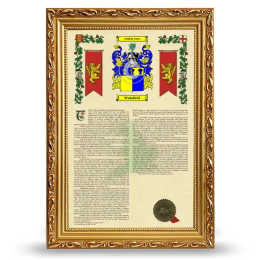 Wakefield Armorial History Framed - Gold