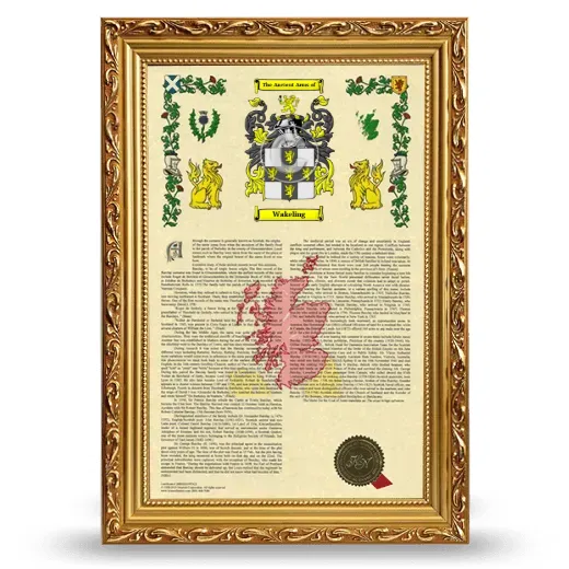 Wakeling Armorial History Framed - Gold