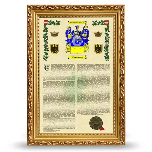 Waldenburg Armorial History Framed - Gold