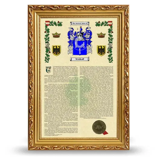 Waldroff Armorial History Framed - Gold