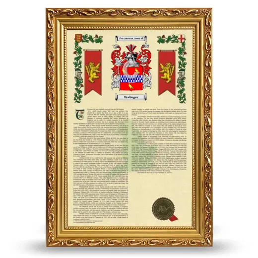 Walinger Armorial History Framed - Gold