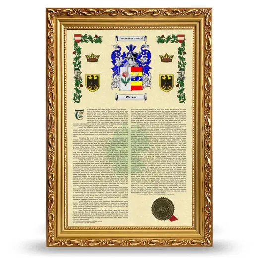 Walker Armorial History Framed - Gold