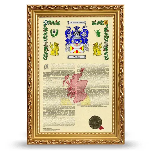 Walker Armorial History Framed - Gold