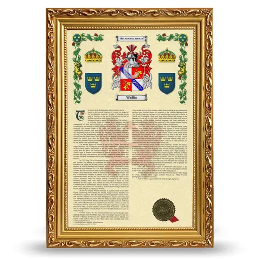 Wallin Armorial History Framed - Gold