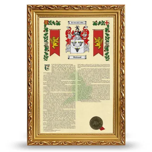 Walrand Armorial History Framed - Gold