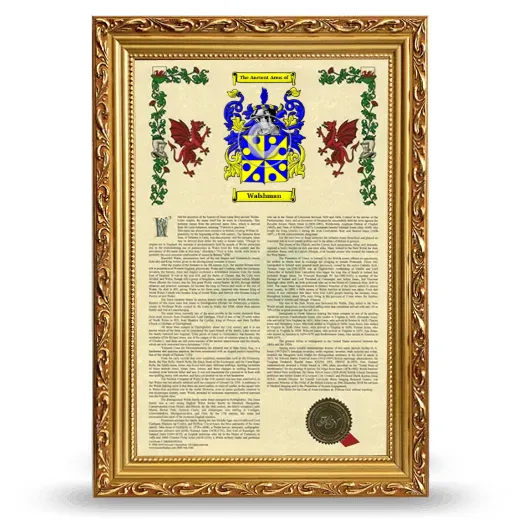 Walshman Armorial History Framed - Gold