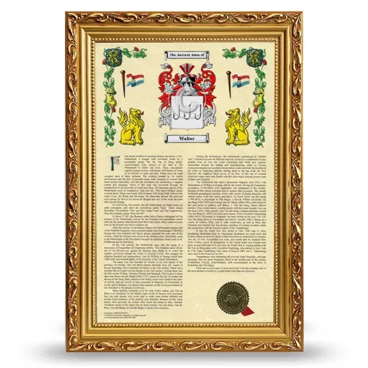 Walter Armorial History Framed - Gold