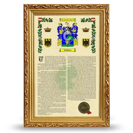 Waltman Armorial History Framed - Gold