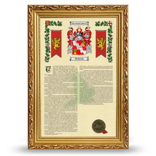 Walwork Armorial History Framed - Gold
