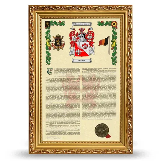 Wanen Armorial History Framed - Gold