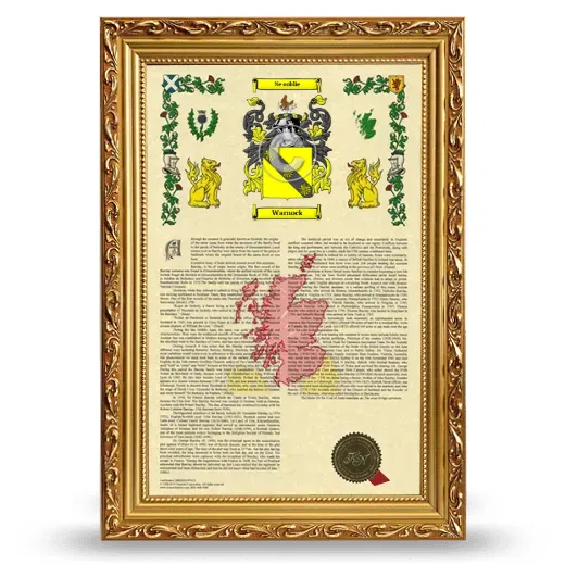 Warnock Armorial History Framed - Gold